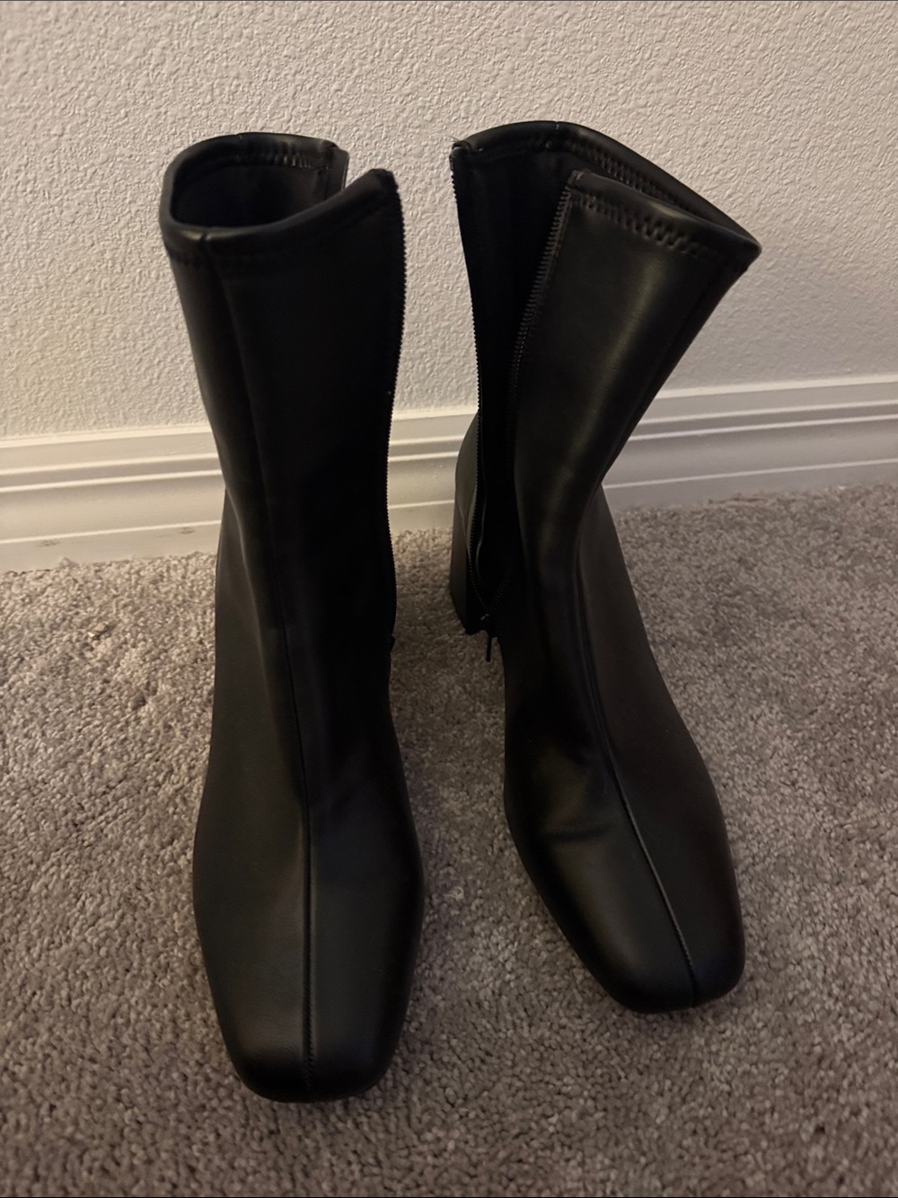a new day Black Square-Toe Mid-Calf Ankle Boots